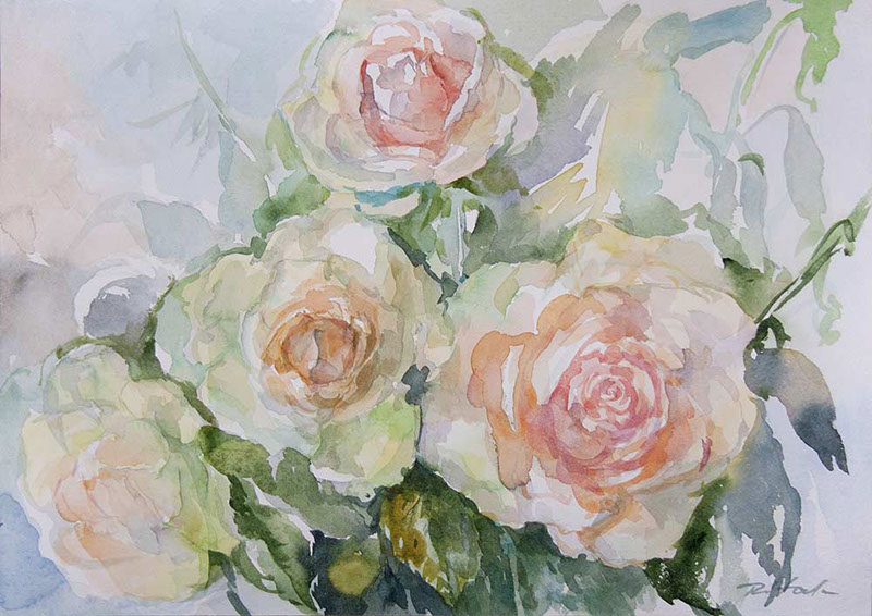 49 Władysław Pitala, Roses, akwarela