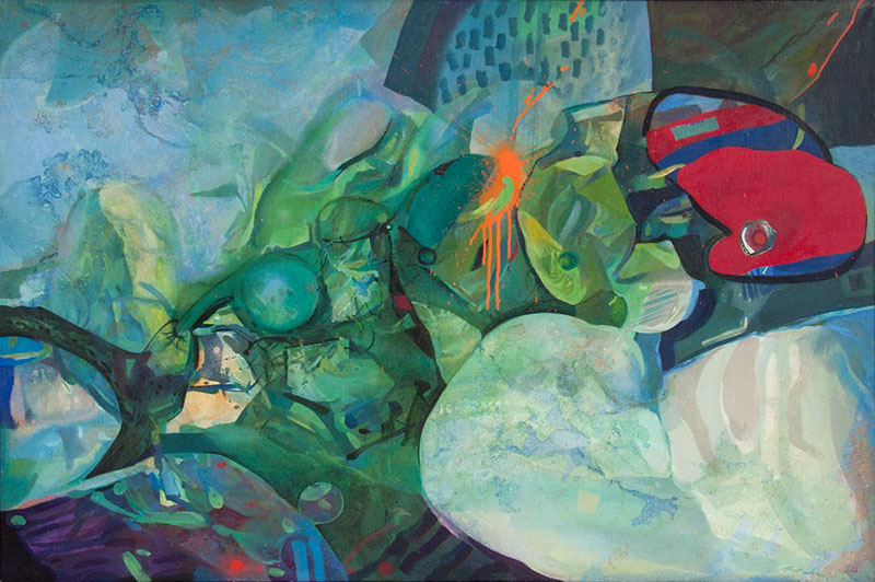 40 Władysław Pitala, Metaphorical abstraction - Głębia lasu, olej